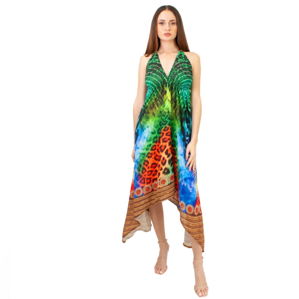 Vibrant Multicolor Halter Dress